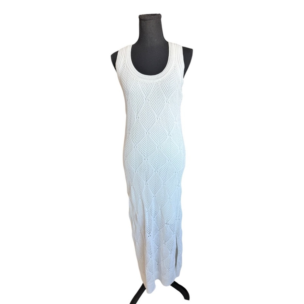 Design History White Crochet Midi Dress Bridal Honeymoon Resort Coastal W30